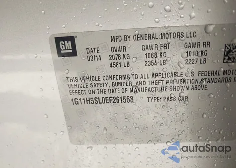 2014 Chevrolet Malibu 1Lz from USA, damaged, VIN 1G11H5SL0EF261563